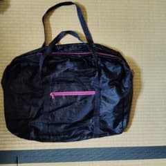 軽量 折りたたみ ボストンバッグ ブラック ピンクのサムネイル
