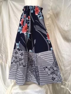 ◆和甦品◆浴衣リメイク ロングスカート ナンバー霧のサムネイル