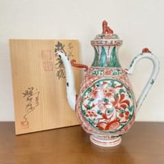 煎茶道具 盛盞瓶 赤絵 高野昭阿弥 共箱 茶器 水注 水差し 磁器 仙盞瓶