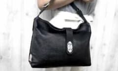 【新品未使用】A.D.M.J アールデコスワロ シボ革 レザーショルダーバッグ黒 新品未使用】A.D.M.J アールデコスワロ シボ革 レザーショルダーバッグ