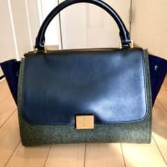 CELINE セリーヌ トラペーズ レザー／フェルトブラック グレー 