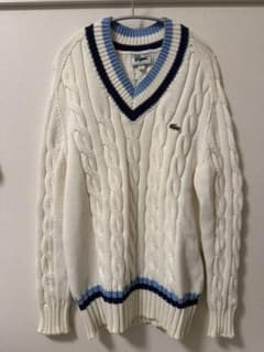 【早い者勝ち】LACOSTE ケーブル編み Vネックセーター サイズLのサムネイル