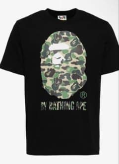 A BATHING APE カモ柄 猿ロゴ Tシャツ ブラック - メルカリ