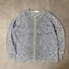 キラキラ ラメ入り ニットカーディガン グレー系 ブルー 花柄 レース編みのサムネイル