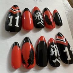 37 概念ネイル ハイキュー ネイルチップ ハンドメイド 月島蛍 11番 
