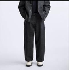 ZARA×スタジオニコルソンワイドレッグデニムパンツ40ブラック31インチのサムネイル