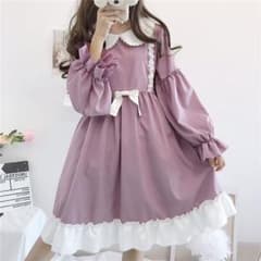 ロリータ ワンピース 甘ロリ ピンク 紫 パステル ゆめかわ リボン 可愛いのサムネイル
