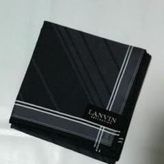 値下げ❗️LANVIN 紳士用ハンカチ 黒&グレー色のサムネイル