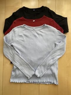 ☆ユニクロ　キッズ　リブメロウTシャツ 長袖　150cm 3枚セット☆