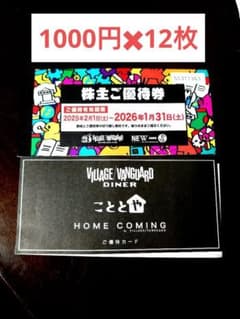 ヴィレッジ　ヴァンガード 優待券 12,000円分のサムネイル