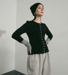 新品タグ付き Lutim by u 配色ニットカーディガン ブラック