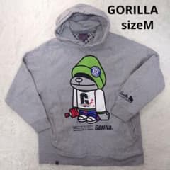 GORILLA 長袖パーカー フーディー プリントロゴ ゆったり グレー M ゴリラ GORILLA パーカー グレー 両面プリント デカロゴ ゆるダボ M