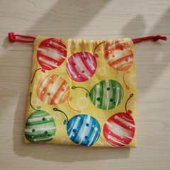 水ヨーヨー柄 巾着袋 黄色のサムネイル