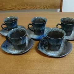 【新品】萩焼 コーヒーカップ 5セット!のサムネイル