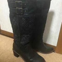 レディースロングブーツ黒のサムネイル