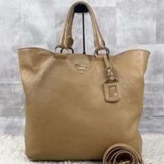 A4可 美品 プラダ レザー 2WAY ショルダーバッグ ヴィッテロ ブラウンのサムネイル