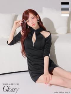 ROBE de FLEURS Glossy ミニドレス ブラックのサムネイル