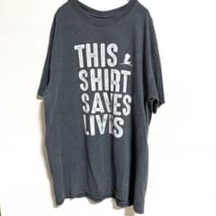 ノーブランド Tシャツ クルーネック 半袖 ロゴ ビッグサイズ 灰 綿 デイリーのサムネイル