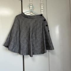 グレンチェック フレアミニスカート ボタンデザイン M