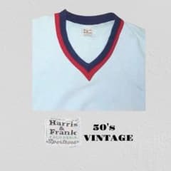 ▪️50s HARRIS&FRANK スウェット vネック 無地 水色 綿100 - メルカリ
