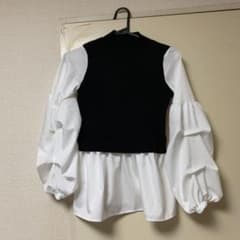 パフスリーブシャツ　リブニット　レイヤードのサムネイル