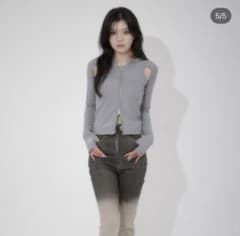 タグ付新品ダブルジップフーディ グレー ellno de mavie awl韓国のサムネイル