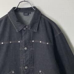 AAKAM Oblique Pocket Denim Jacket Black