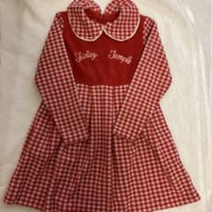 １３０Shirley Temple 冬　赤チェック　襟付きワンピースのサムネイル