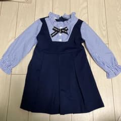 ネイビー フリル襟 リボンデザイン ドレスのサムネイル