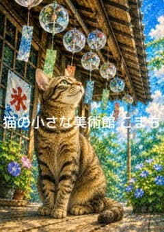 猫アート 2L判も可〉風鈴の音色を見上げるキジトラ猫 - メルカリ