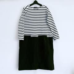 フレンチボーダーリネンコンビワンピースのサムネイル