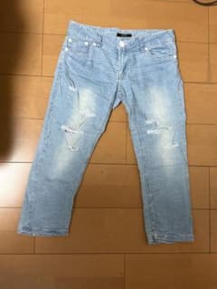 moussy ダメージ加工 クロップドデニムパンツのサムネイル