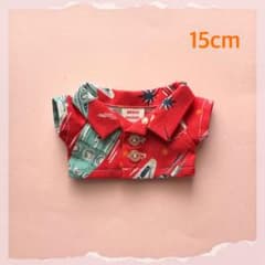 15cmぬいぐるみ服 ロケット柄アロハシャツ ☆赤のサムネイル