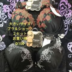 大きいサイズブラ＆ショーツ２セットD100のサムネイル