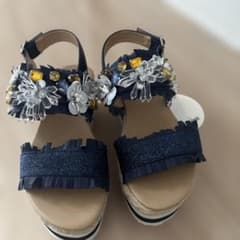 ビジュー付き 厚底サンダル ネイビー 新品未使用