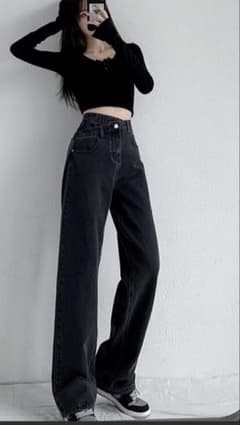 ウエストデザイン ハイウエスト ストレートデニムパンツのサムネイル