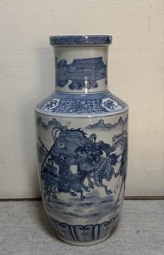 中国　染付　三国志人物図大瓶　大明万暦年製銘　高さ約54.4cm 260408 中国 染付 三国志人物図大瓶 大明万暦年製銘 高さ約54.4cm 260408