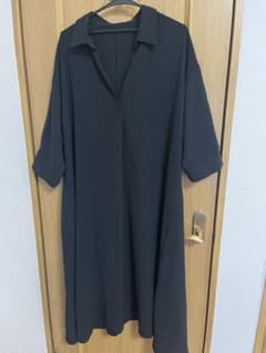 4XL 五部袖　シャツワンピース ブラックのサムネイル