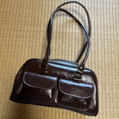 ダークブラウン ハンドバッグ コンパクトのサムネイル