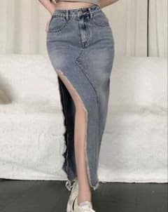デニム スリットロングスカート SHEIN M