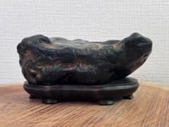 神居古潭石 神居古潭 真黒石 鑑賞石 天然石 自然石 水石 盆石 木製台座