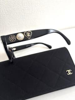 新品未使用✳︎CHANEL ブラック サングラス ハート 花 ケース付き 