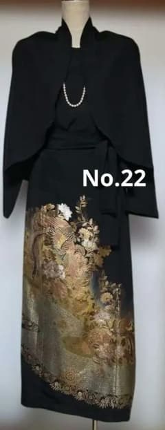 黒留袖 リメイクボレロ付きロングドレス 金色模様 - メルカリ