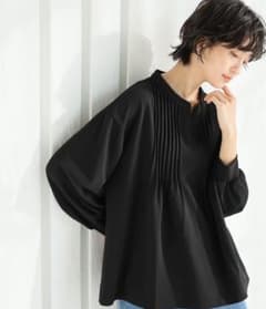 ブラック プリーツシャツ 長袖のサムネイル