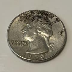 銀価格高騰中】1959年 ワシントン クォーターダラー銀貨ミントD銀品位