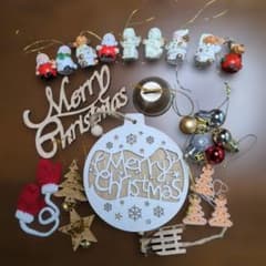 【クリスマスオーナメントセット】ミニマスコット・木製プレート・飾り 詰め合わせのサムネイル