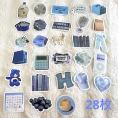 ブルー系　シール　ステッカー　28枚セットのサムネイル