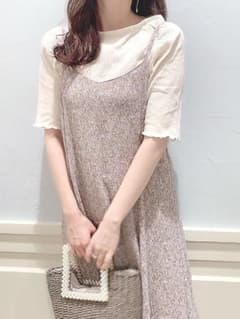 【美品】小花柄 ロング キャミワンピース ラベンダーのサムネイル