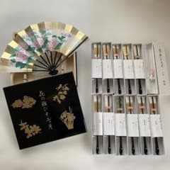【美品】金彩舞扇12本「花の雅び十二ヶ月」専用箱付　謹製 宮脇賣扇庵 美品】金彩舞扇12本「花の雅び十二ヶ月」専用箱付 謹製 宮脇賣扇庵