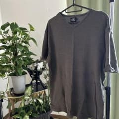 Calvin Klein VネックニットTシャツ オリーブのサムネイル